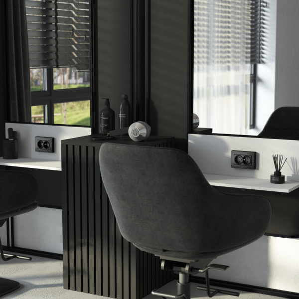 Рамка из поликарбоната для двойной розетки Hammer черный W0082408