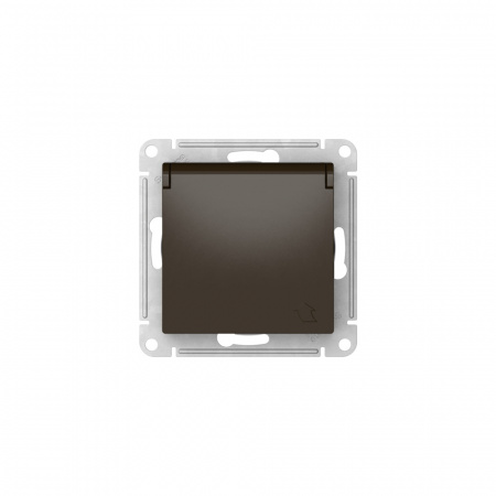 Systeme Electric AtlasDesign Мокко Розетка с заземл. со шторк. с крышкой, 16А,IP20,мех., быстрозажим. клем.