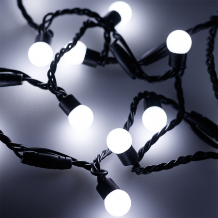 Arlight Светодиодная гирлянда ARD-BALL-CLASSIC-D17.5-20000-BLACK-200LED WHITE (230V, 14W) (Ardecoled, IP65)