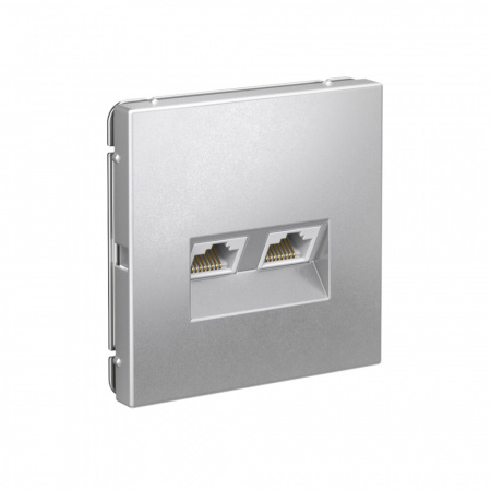 Systeme Electric ArtGallery Алюминий Розетка двойная компьютерная RJ45+RJ45, кат.6А, механизм