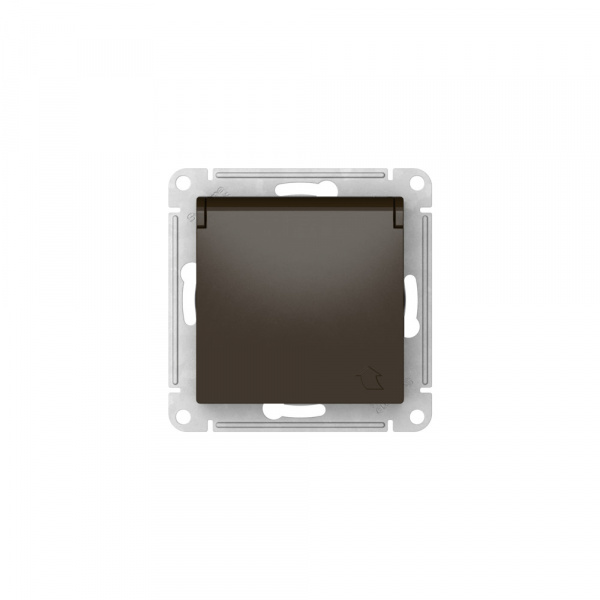 Systeme Electric AtlasDesign Мокко Розетка с заземл. со шторк. с крышкой, 16А,IP20,мех., быстрозажим. клем.