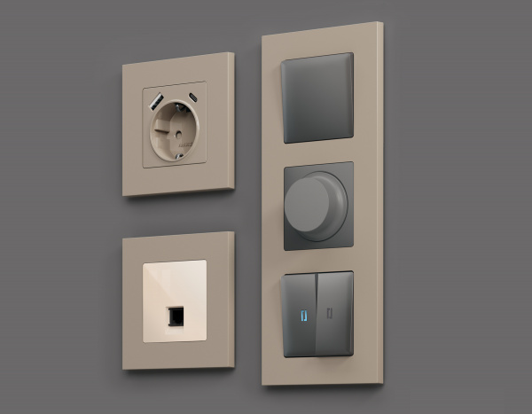 Рамка ALFA Qubi (Серо-бежевый матовый) 4-ая AF250364