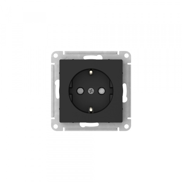 Systeme Electric AtlasDesign Карбон Розетка с заземлением со шторками, 16А, мех., быстрозажим. клем.