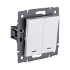 Выключатель 2-клавишный 10А/250В с LED подсветкой, белый Kollinger REA-S-008WH для Aspekt, Eleganz, Reflex