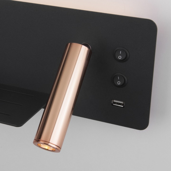 Настенный светодиодный светильник с USB Fant L LED (левый) MRL LED 1113 чёрный/золото Elektrostandard Fant a053083 Настенный светодиодный светильник с USB Fant L LED (левый) MRL LED 1113 чёрный/золото Elektrostandard Fant a053083