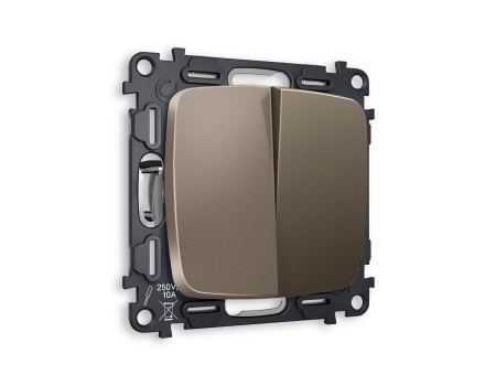 Комплект механизма 2-клавишного проходного выключателя OMEGA MO633020 Темная бронза матовый QUANT