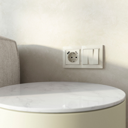 Выключатель одноклавишный проходной (слоновая кость) W1112003