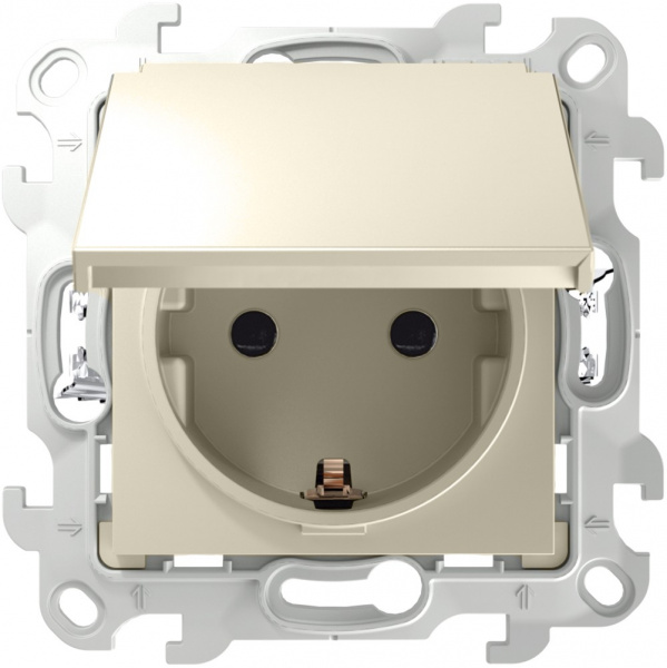 Simon 24 Слоновая кость Розетка 2К+3 IP44 с крышкой и защитными шторками Push&Go Simon 24 Слоновая кость Розетка 2К+3 IP44 с крышкой и защитными шторками Push&Go
