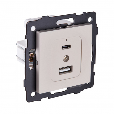 Розетка USB A+C 20W, кашемир матовый Kollinger REA-037CM для Aspekt, Eleganz, Reflex