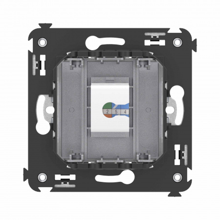 DKC Avanti Телефонная розетка RJ-12 без шторки в стену одинарная, Закаленная сталь