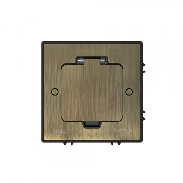 Systeme Electric MultiDesk Античная латунь Лючок с розеткой 2К+З, 16А/250В, IP44 с монтажной коробкой для бетонных полов, тип MDK21 Systeme Electric MultiDesk Античная латунь Лючок с розеткой 2К+З, 16А/250В, IP44 с монтажной коробкой для бетонных полов, тип MDK21