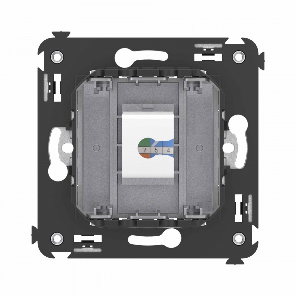 DKC Avanti Телефонная розетка RJ-12 без шторки в стену одинарная, Закаленная сталь