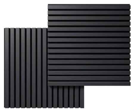 Акустическая панель, черный войлок, 600х600х21мм, рейки МДФ, шпон дуб антрацит темно-серый