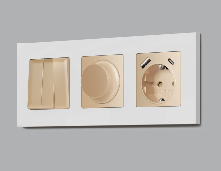 Лицевая панель ALFA (Шампань) для светорегулятора универсального QUANT AP6055