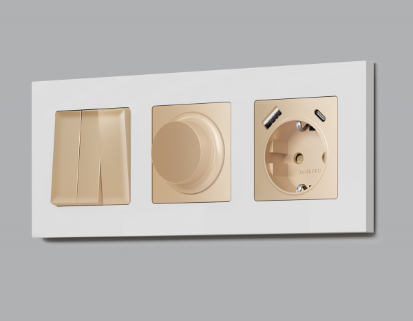 Лицевая панель ALFA (Шампань) для светорегулятора универсального QUANT AP6055