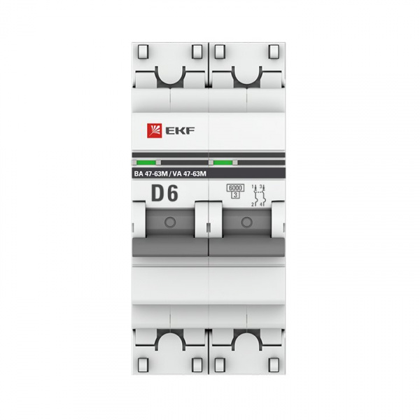 EKF PROxima ВА 47-63M  Автоматический выключатель  (D) 2P 6А 6кА c одним магнитным расцепителем