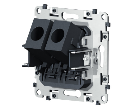 Механизм компьютерной двойной розетки RJ-45 (8P8C) CAT6 1000 Base-T с автоматической защитной шторкой QUANT VM189