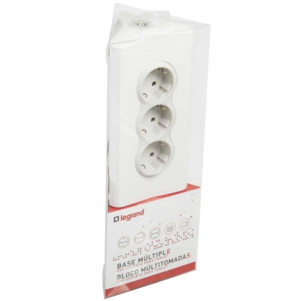 Удлинитель 3х2P+E треугольный с держателем планшета, 2USB type A, выключатель, 1,5 метра, бело-серый