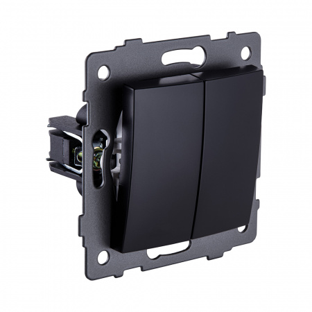 Выключатель кнопочный 2-клавишный 10А/250В, изогнутый, черный Kollinger REA-R-011BK для Aspekt, Eleganz, Reflex