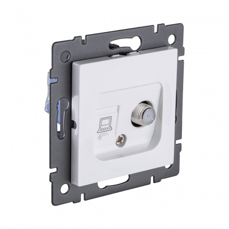 Розетка двойная спутниковая SAT + RJ45 Cat.6, белый Kollinger REA-022WH для Aspekt, Eleganz, Reflex