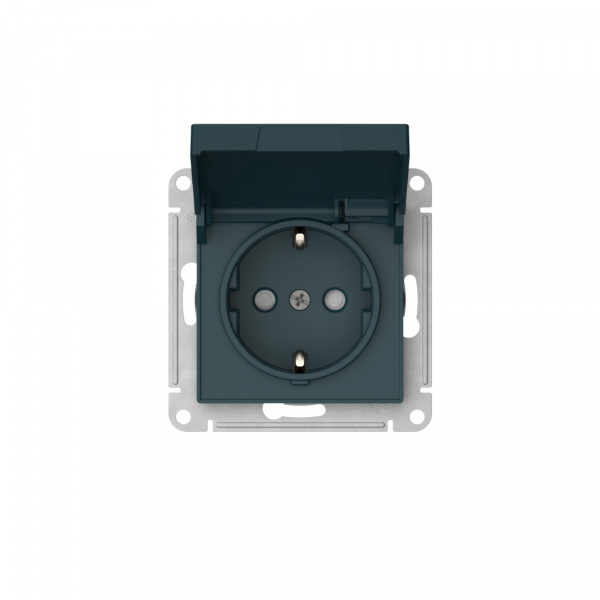 Systeme Electric AtlasDesign Изумруд Розетка с заземл. со шторк. с крышкой, 16А, IP20, мех., быстрозажим. клем.