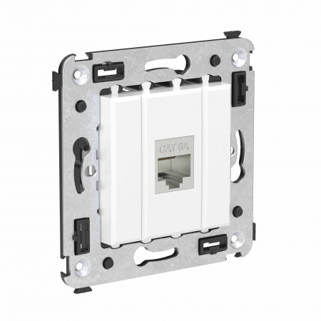 DKC Avanti Компьютерная розетка RJ-45 без шторки в стену, кат.6А одинарная экранированная, Белое облако