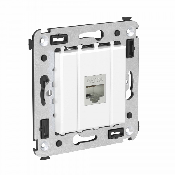 DKC Avanti Компьютерная розетка RJ-45 без шторки в стену, кат.6А одинарная экранированная, Белое облако