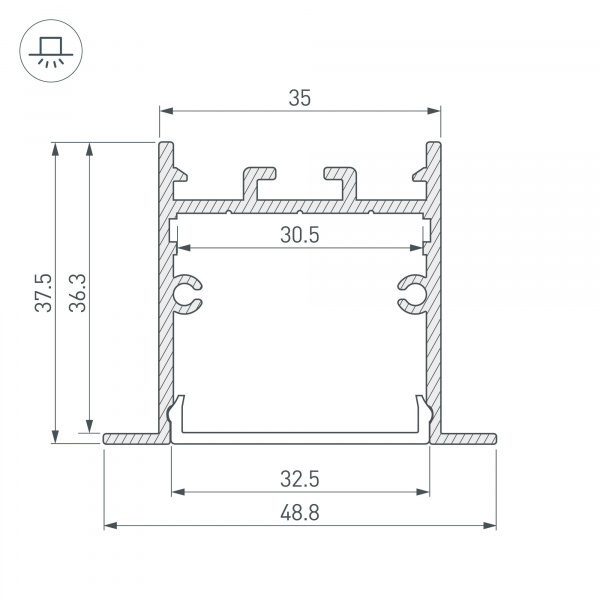 Arlight Профиль SL-LINIA49S-F-2000 ANOD BLACK (Алюминий)