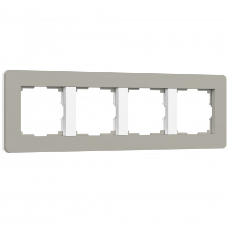 Рамка из поликарбоната на 4 поста Split дымчатый/белый, soft-touch W0043067