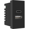 Donel USB зарядное устройство, 2.1A, Type A + C, 1 мод., черн. (22.5х45мм), DUSB2100ANCF