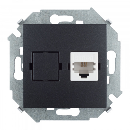 Simon 15 Графит Розетка телефонная RJ11, винт. зажим