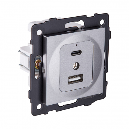 Розетка USB A+C 20W, серый Kollinger REA-037GY для Aspekt, Eleganz, Reflex