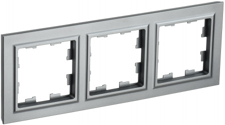 IEK BRITE Рамка 3-мест. РУ-3-БрС сталь