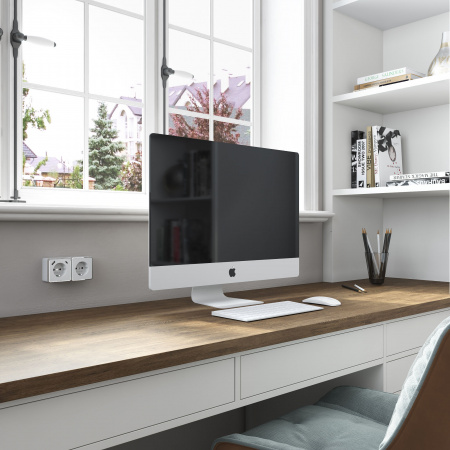 Розетка с заземлением, шторками и USB тип A+C Gallant белый W5071701