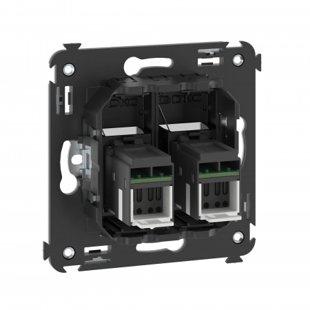 DKC Avanti Черный матовый Компьютерная розетка RJ-45 двойная  категория 6А