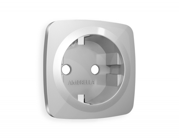 Лицевая панель OMEGA (Серебро глянец) для электрической розетки с заземлением QUANT OP4060