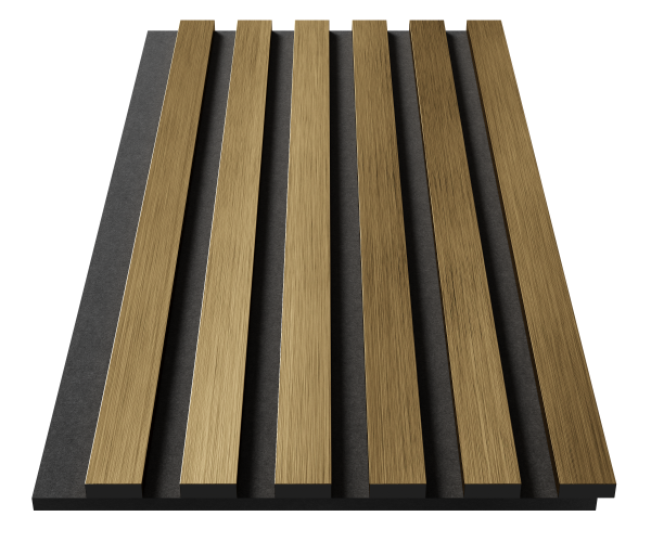 Комплект акуст.панелей, черный войлок, 600х300х19мм, рейки ЭКОПОЛИМЕР, золото матовое/2шт