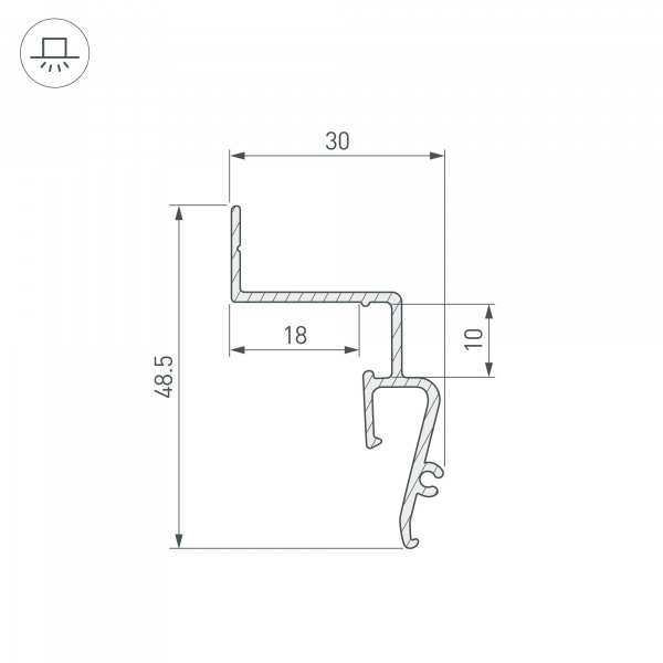 Профиль STRETCH-SHADOW-2000 WHITE (A2-CONTOUR-PRO) (Arlight, Алюминий)
