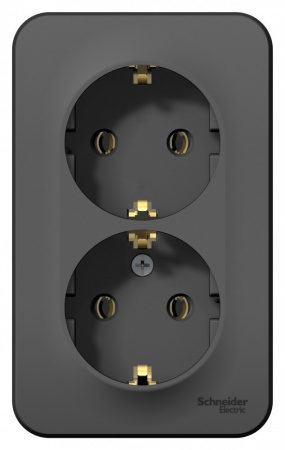 SE Blanca наруж Антрацит Розетка 2-ая с/з без шторок, 16А, 250В