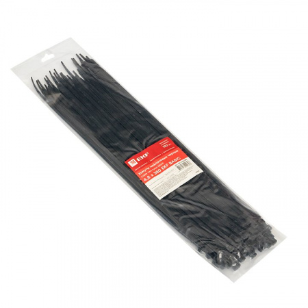 EKF Basic Хомут нейлоновый черный (4,8х380) (100шт.)