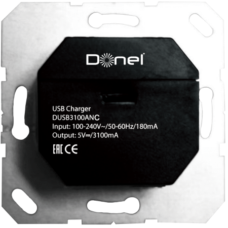 Donel USB зарядное устройство, 3.1A тип A, С черный, DUSB3100ANC