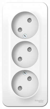 SE Blanca наруж Бел Розетка 3-ая б/з со шторками 16А, 250В, изолир. пластина