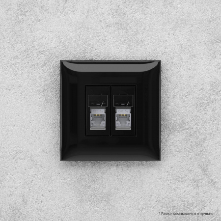 DKC Avanti Черный квадрат Компьютерная розетка RJ-45 двойная  категория 5e экранированная