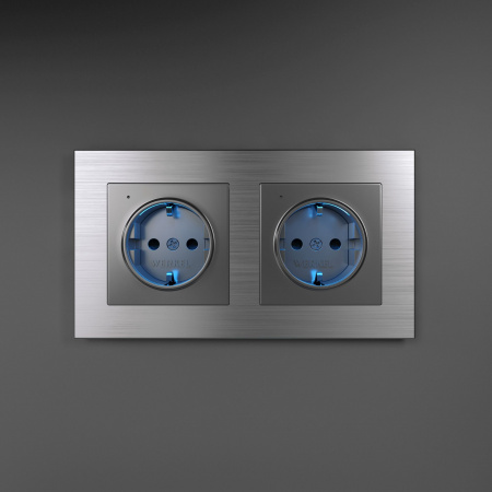 Рамка из металла на 2 поста Аluminium алюминий W0021706