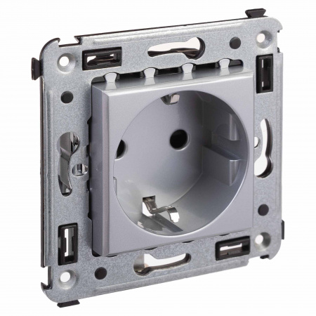 DKC Avanti Закаленная сталь Розетка 2P+E со шторками