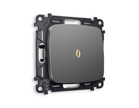 Комплект механизма 1-клавишного выключателя с подсветкой 3200K OMEGA MO652010 Антрацит серый QUANT