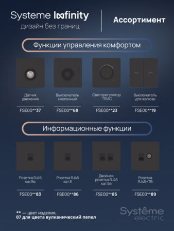 Systeme Electric Systeme Infinity Вулканический пепел Розетка информационная RJ-45 кат.5e 2-я