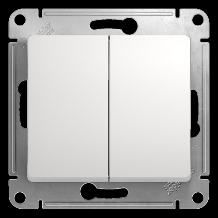 SE Glossa Бел Переключатель 2-клавишный, сх.6, 10АХ
