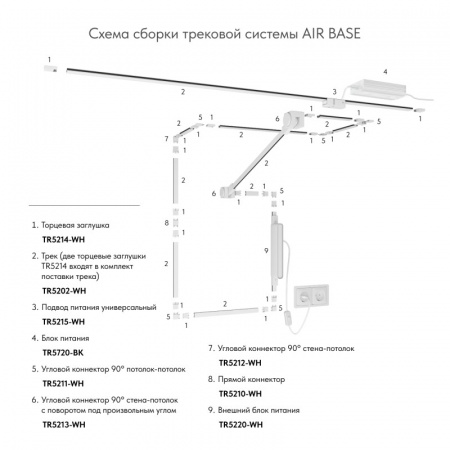 TR5215-WH Подвод питания универсальный (середина/торец), серия Base, 48V DC, IP20, белый, пластик