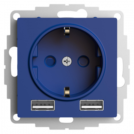 SE AtlasDesign Аквамарин Розетка 16А c 2 USB A+A, 5В/2,4А, 2х5В/1,2А, механизм